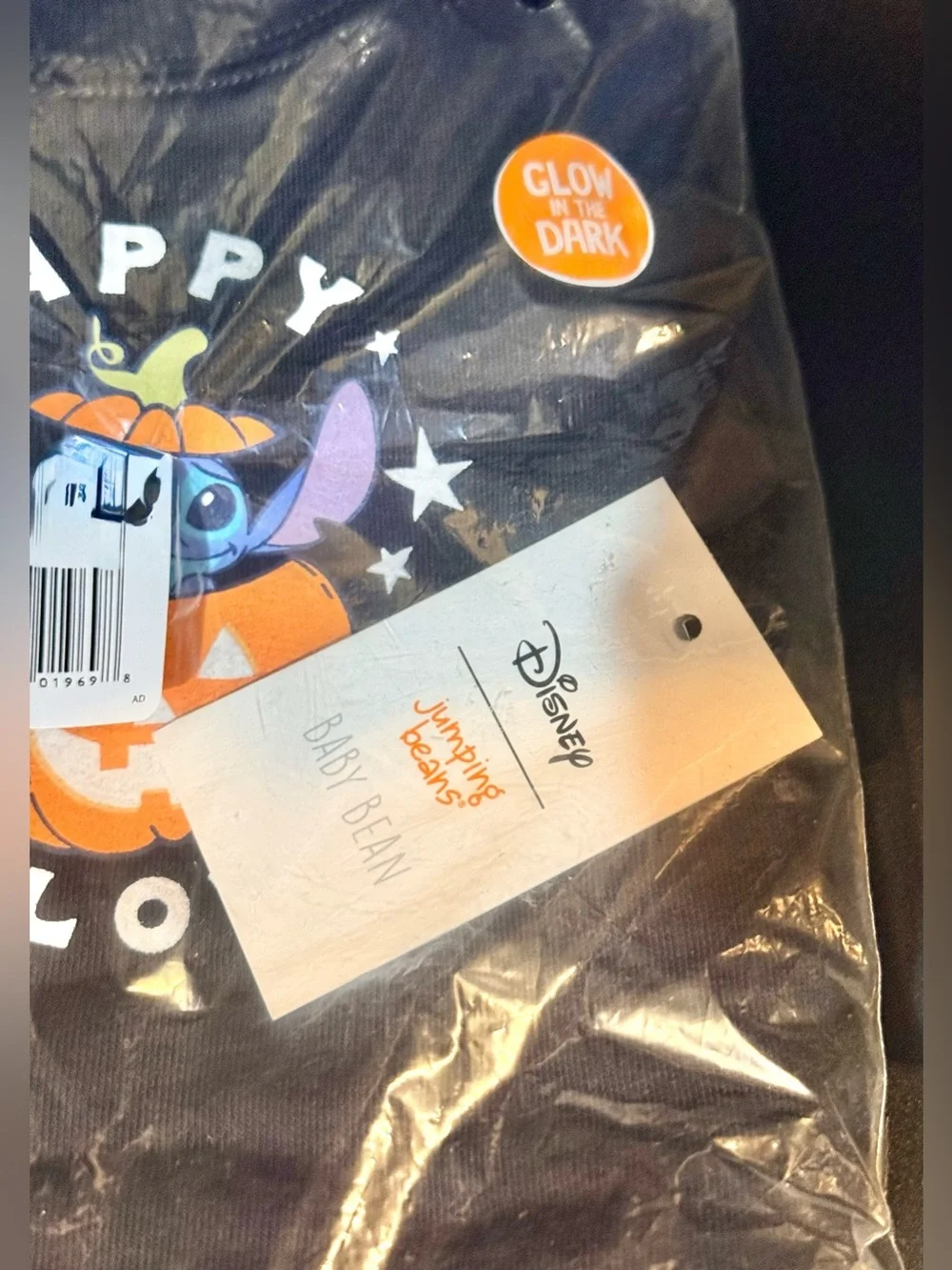 Disney Jumping Beans Baby Stitch Glow in Dark Pumpkin 2pc Set BNWT